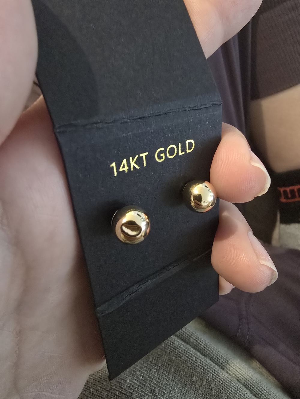 14KT Gold Ball Stud Earrings - Classic Gold Tone